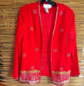 Orlando Rossi 10 Vintage Beaded Hostess Jacket in Red